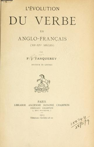 Cover for évolution du verbe en anglo-français 12e-14e siecles.