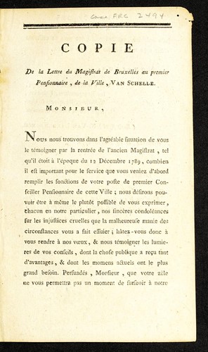 Cover for Copie de la lettre