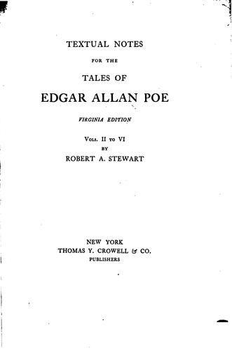 Cover for Textual Notes for the Tales of Edgar Allan Poe
