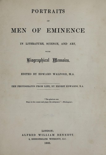 Cover for Portraits of men of eminence in literature, science, and art : with biographical memoirs