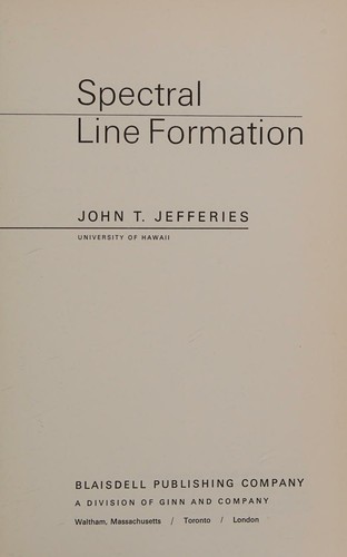 Cover for Spectral line formation