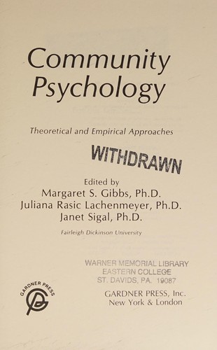 Cover for Community Psychology