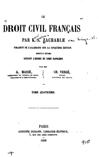Cover for Le droit civil français par K.-S. Zachariæ