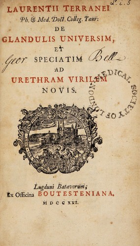 Cover for De glandulis universim, et speciatim ad urethram virilem novis