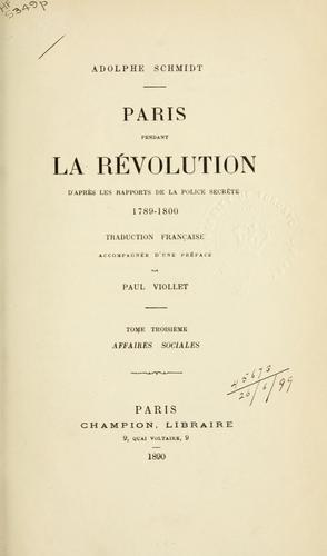 Cover for Paris pendant la Révolution