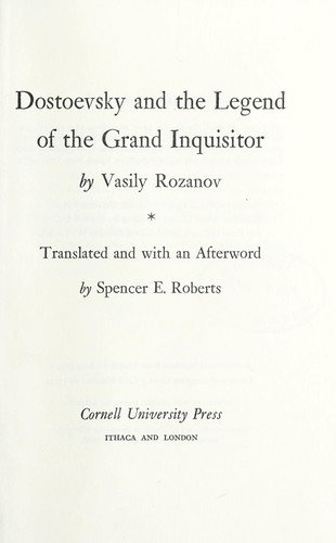 Cover for Dostoevsky and the legend of the Grand Inquisitor