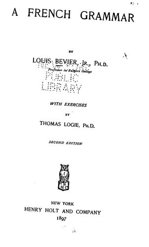 Cover for A French grammar