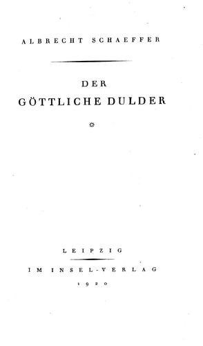 Cover for Der göttliche Dulder