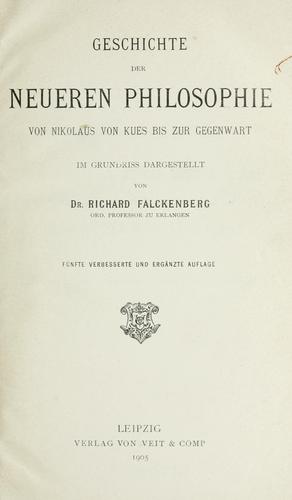 Cover for Geschichte de neueren Philosophie
