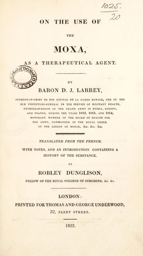 Cover for On the use of the moxa, as a therapeutic agent
