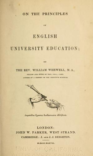 Cover for On the principles of English university education.
