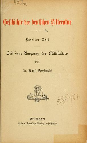 Cover for Geschichte der deutschen Litteratur.