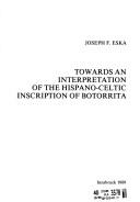 Cover for Towards an interpretation of the Hispano-Celtic inscription of Botorrita