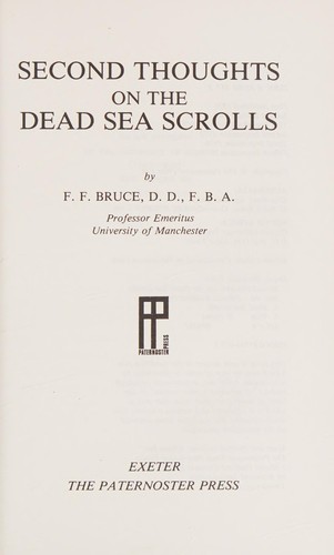 Cover for Second Thoughts on the Dead Sea Scrolls