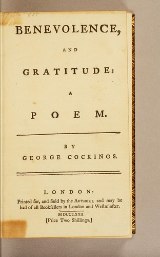 Cover for Benevolence, and gratitude