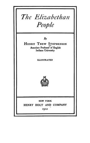 Cover for The Elizabethan people