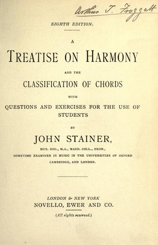 Cover for A Treatise on harmony and the classification of chords