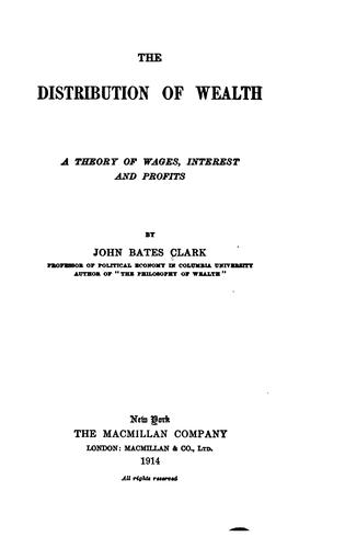 Cover for The distribution of wealth