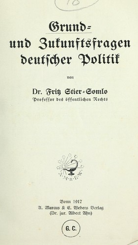 Cover for Grund- und Zukunftsfragen deutscher Politik