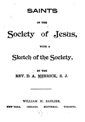 Cover for Saints of the Society of Jesus: With a Sketch of the Society