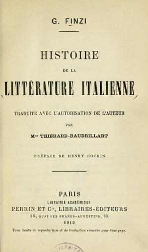 Cover for Histoire de la littérature italienne