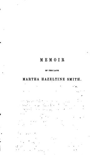 Cover for Memoir of the late Martha Hazeltine Smith