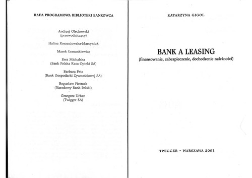 Cover for Bank a leasing