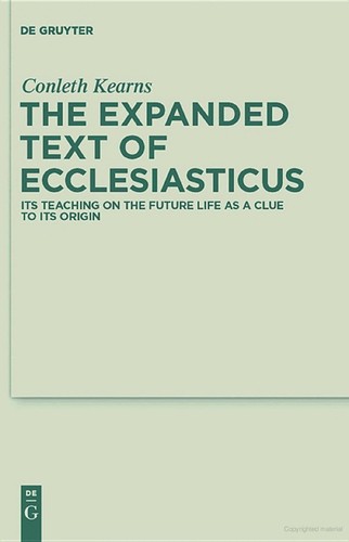 Cover for The expanded text of Ecclesiasticus