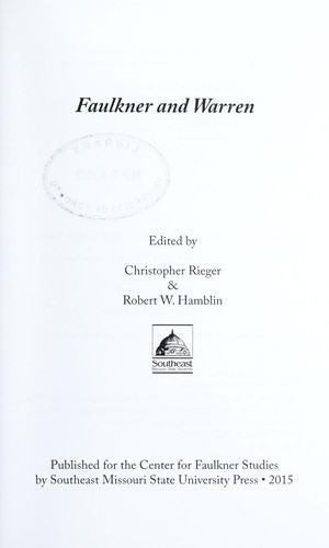 Cover for Faulkner and Warren