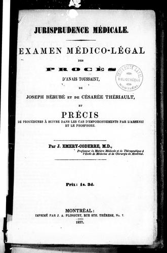 Cover for Jurisprudence médicale