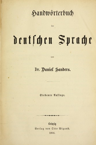Cover for Handwo rterbuch der deutschen sprache ...
