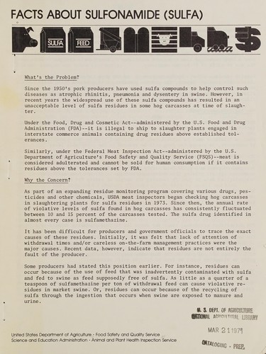 Cover for Facts about sulfonamide (Sulfa)