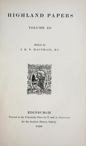 Cover for Highland papers