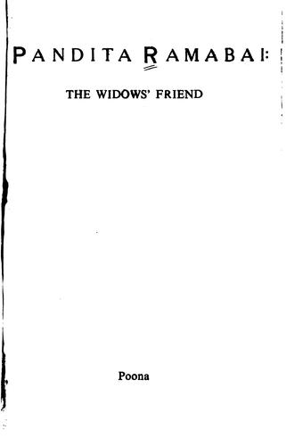Cover for Pandita Ramabai: the Widow's Friend: The Widow's Friend. An Australasian Edition of "The High ...