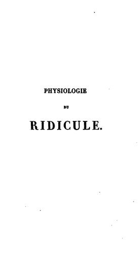 Cover for Physiologie de ridicule