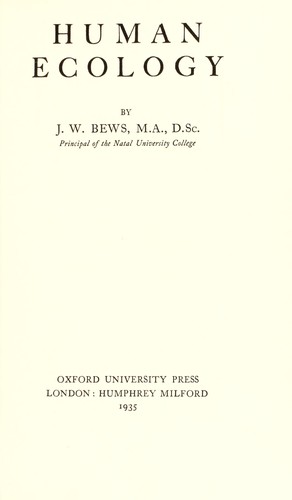 Cover for Human ecology