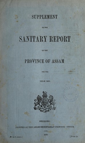 Cover for Supplement to the sanitary report of the Province of Assam