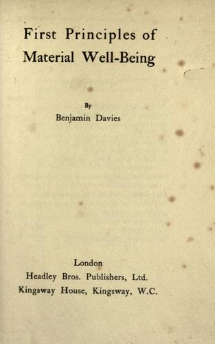 Cover for First principles of material well-being