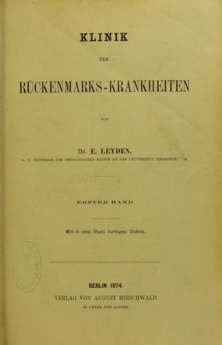 Cover for Klinik der Ruckenmarks-Krankheiten