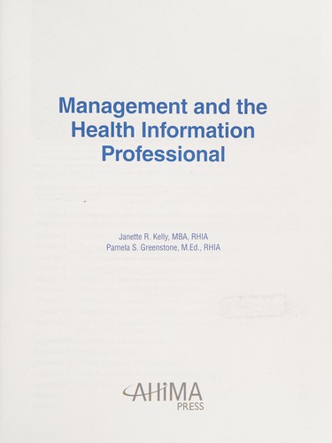 Cover for Management for the Health Information Professional