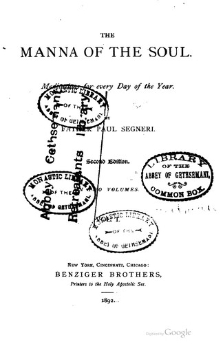 Cover for The manna of the soul