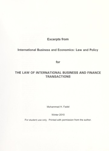 Cover for Excerpts from International business and economics : law and policy