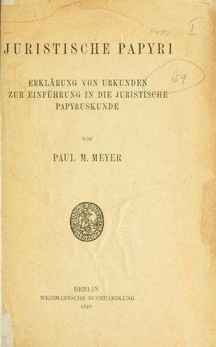 Cover for Juristische Papryi