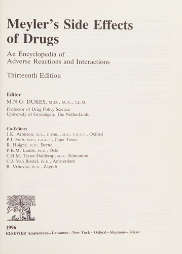 Cover for Meyler's side effects of drugs