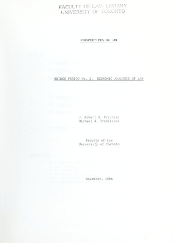 Cover for Economic analysis of law