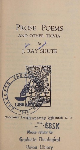 Cover for Prose poems