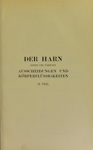 Cover for Der Harn