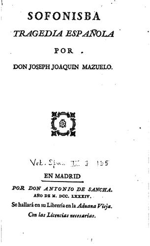 Cover for Sofonisba: Tragedia española