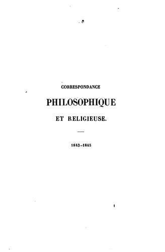 Cover for Correspondance philosophique et religieuse, 1843-45 [by B.P. Enfantin].