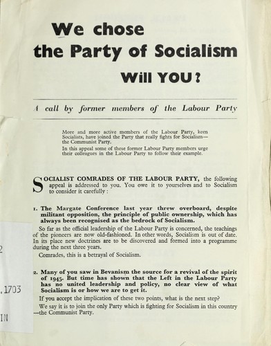 Cover for We chose the party of socialism, will you?